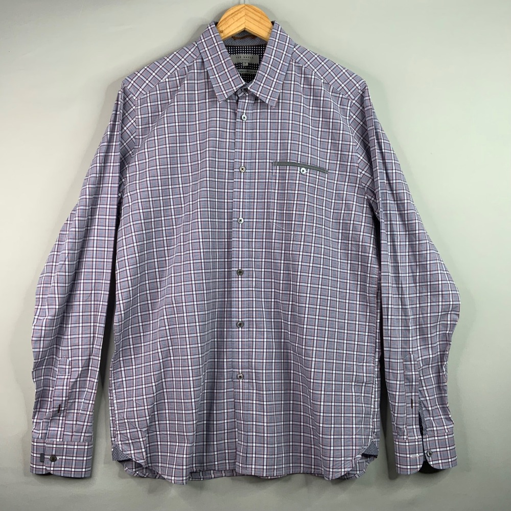 Ted‎ Baker London Mens Plaid Dress Shirt Long Sleeve Button Down